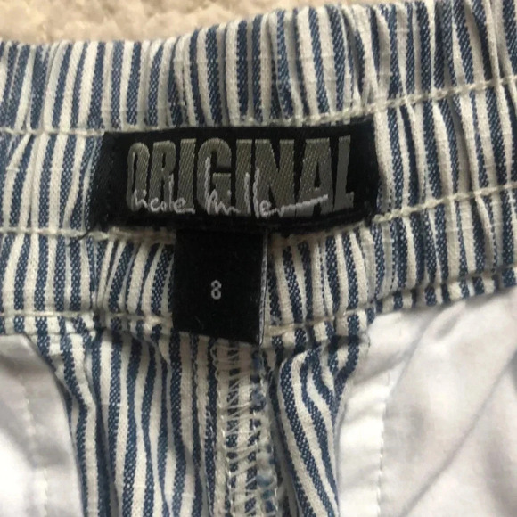 Originals Nicole Miller Boxer shorts,  blue and white striped with drawstring - Picture 5 of 9